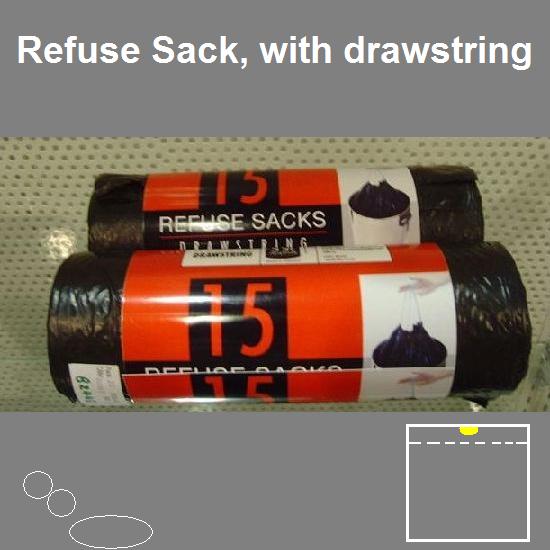 15 Refuse Sacks With Drawstring